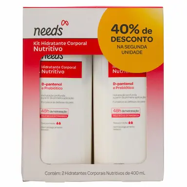 Kit Hidratante Corporal Needs Nutritivo 400ml cada 40% OFF na segunda unidade