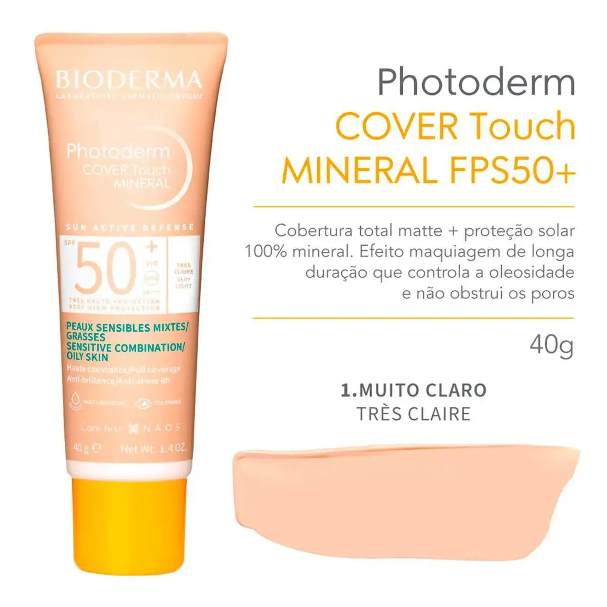 Photoderm Cover Touch Mineral FPS 50+ Muito Claro 40g