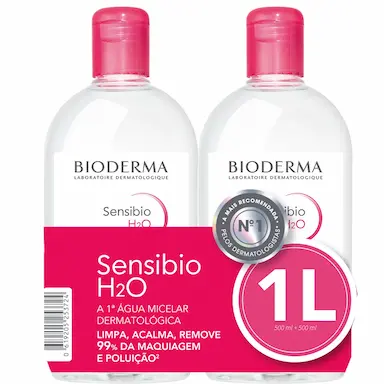 Kit Água Micelar Demaquilante Bioderma Sensibio H2O Calmante 2 unidades de 500ml cada