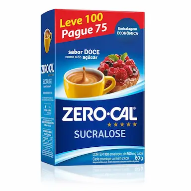 Adoçante em Pó Zero-Cal Sucralose - 100 sachês com 600mg cada