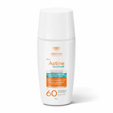 Protetor Solar Facial Darrow Actine Aquafluid FPS 60 com Cor Tom Claro/Médio 40g
