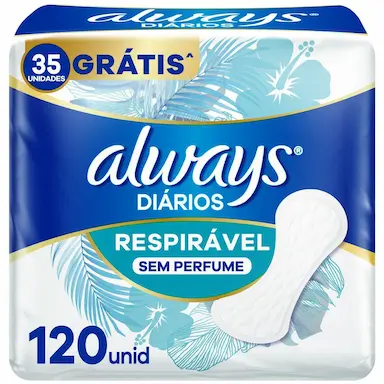 Protetor Diário Always Respirável Sem Perfume 120 unidades