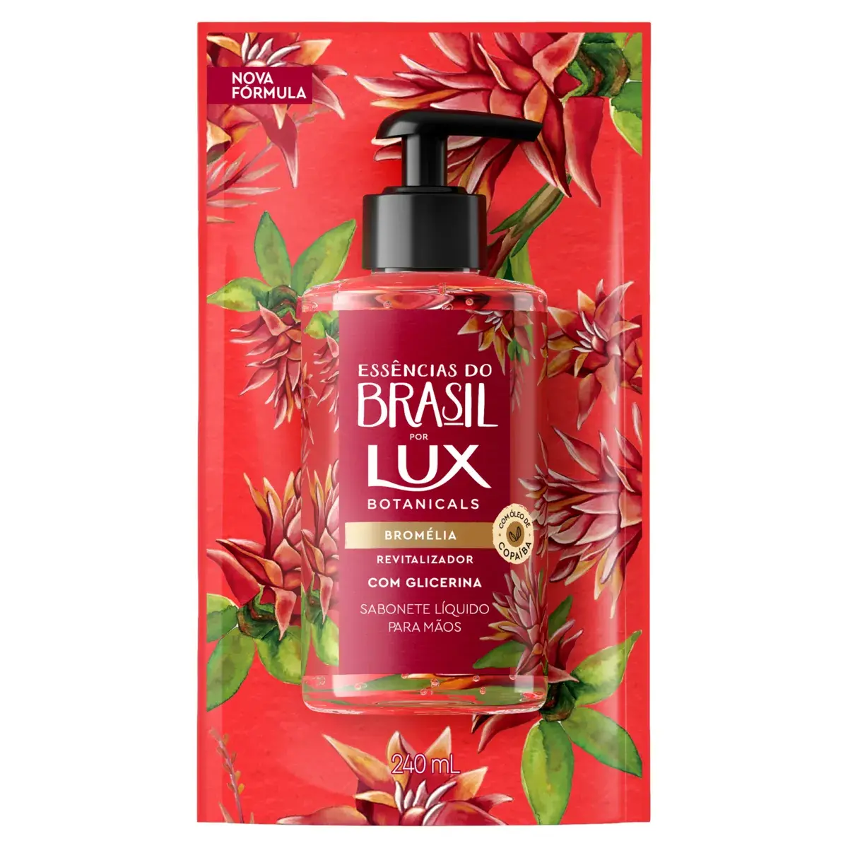 Refil Sabonete Líquido para as Mãos Lux Botanicals Essências do Brasil Bromélia 240ml