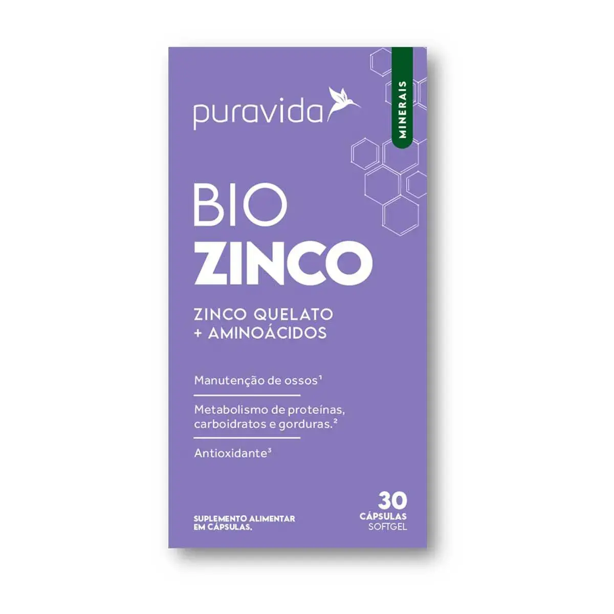 Suplemento Alimentar Puravida Bio Zinco 30 cápsulas