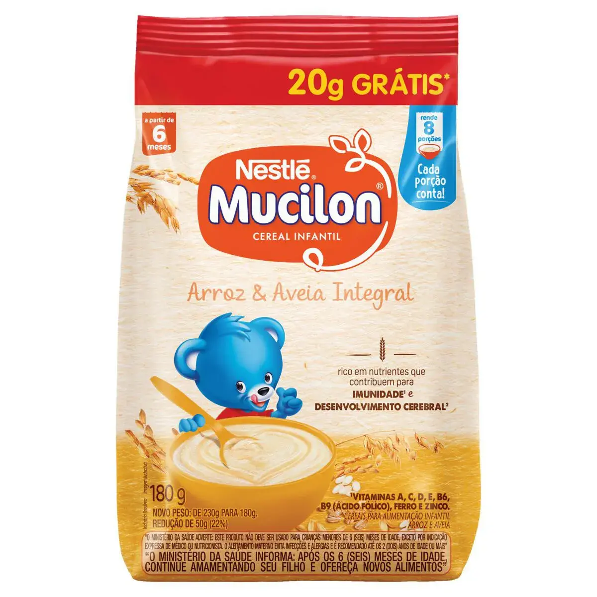 Cereal Infantil Mucilon Arroz e Aveia Leve 180g Pague 160g