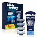 Kit Carga para Aparelho de Barbear Gillette Mach3 4 unidades + Creme de Barbear Proteção e Conforto 150ml