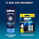 Kit Carga para Aparelho de Barbear Gillette Mach3 4 unidades + Creme de Barbear Proteção e Conforto 150ml