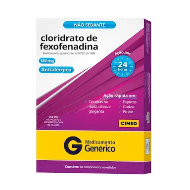 Cloridrato de Fexofenadina 180mg 10 comprimidos Cimed Genérico