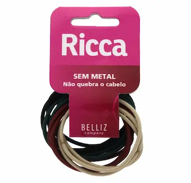 Elástico para Cabelo Ricca Basics sem Metal com 12 unidades