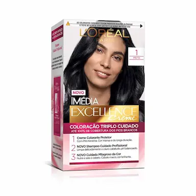 Tintura Permanente Imédia Excellence Creme 1 Preto com 1 unidade