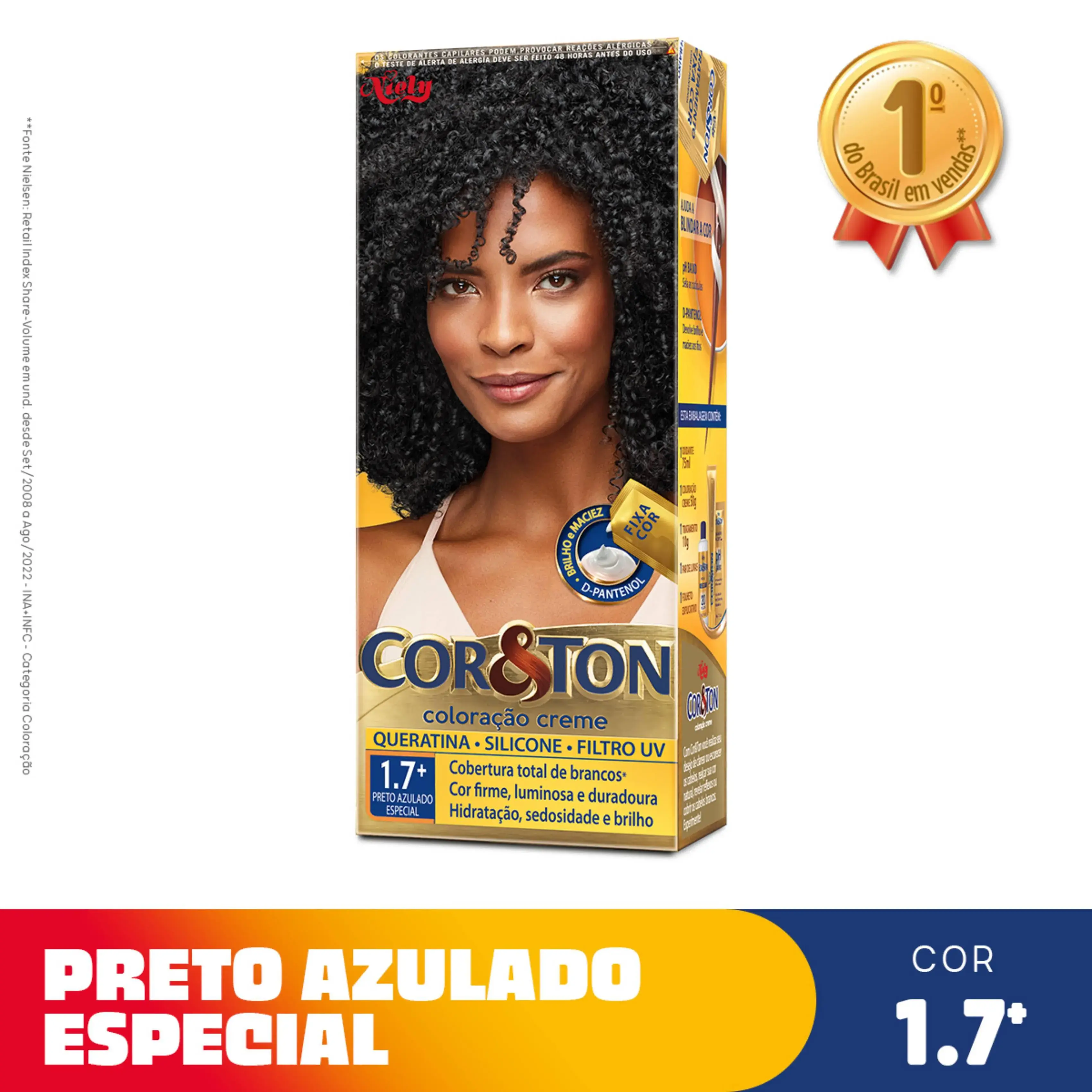 Tintura Cor&Ton Niely 1.7+ Preto Azulado Especial