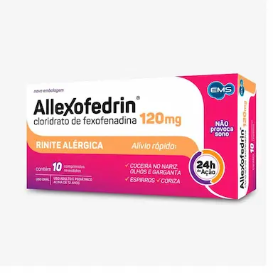 Allexofedrin Cloridrato de Fexofenadina 120mg 10 comprimidos