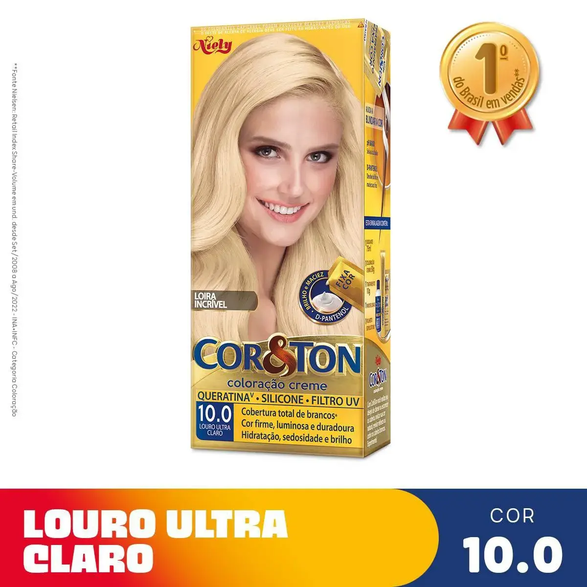 Tintura Cor&Ton Niely 10.0 Louro Ultra Claro com 1 Unidade