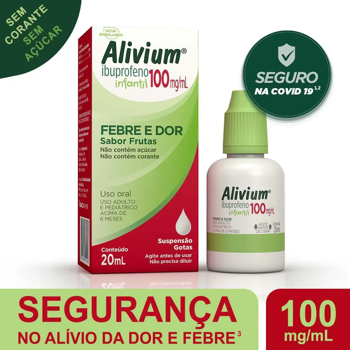 Alivium Ibuprofeno 100mg/ml em gotas Sabor frutas 20ml