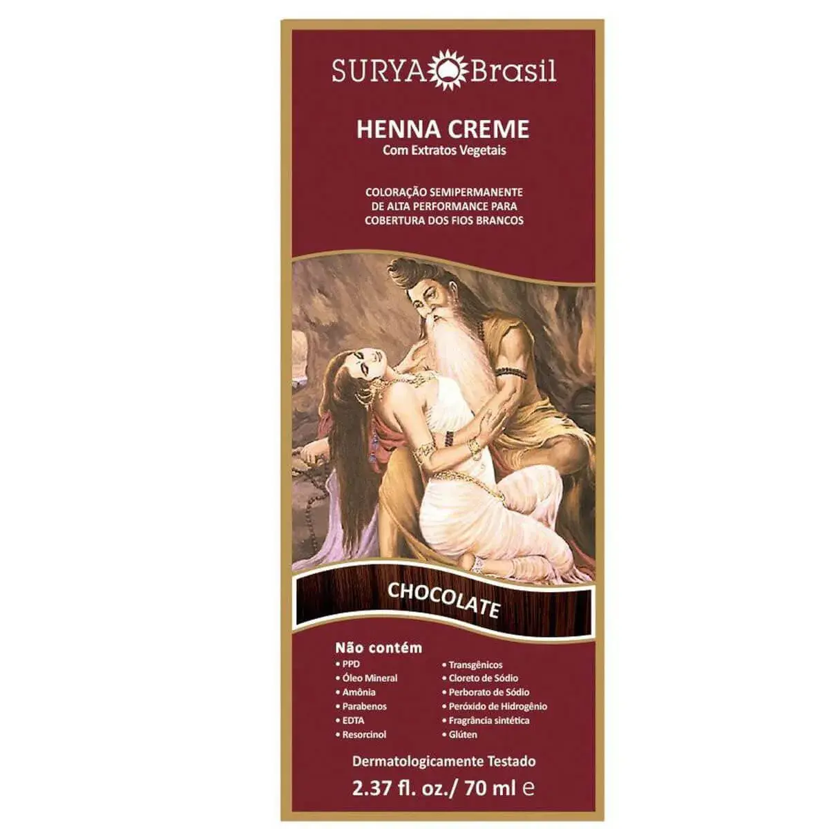 Tintura Semipermanente Surya Brasil Henna Creme Chocolate com 70ml