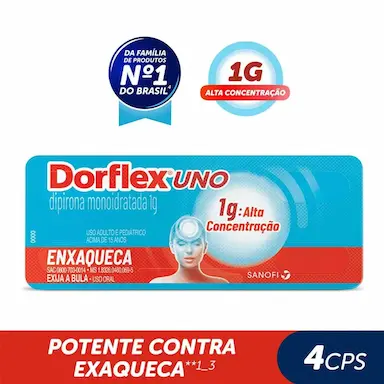 Dorflex Uno Dipirona Monoidratada 1g 4 comprimidos