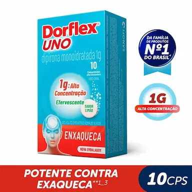 Dorflex UNO para Enxaqueca Dipirona Monoidratada 1g 10 comprimidos efervescentes