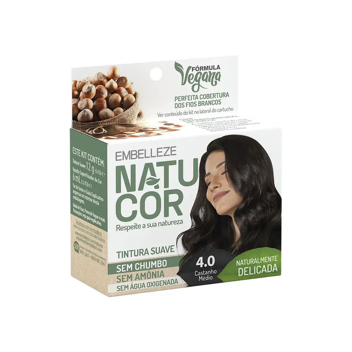 Tintura Suave Embelleze Natucor 4.0 Castanho Médio