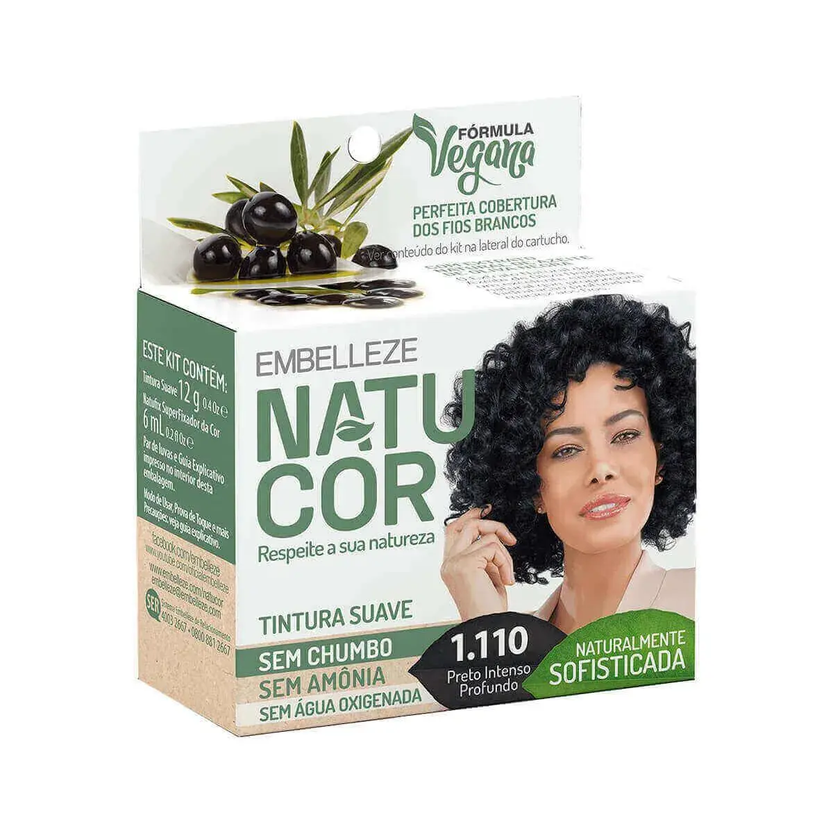 Tintura Suave Natucor 1.110 Preto Intenso Profundo
