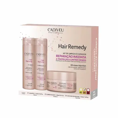 Kit Cadiveu Home Care Hair Remedy com 1 Shampoo 215ml + Condicionador 215ml + Máscara 200ml