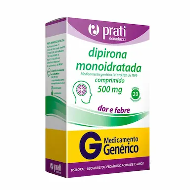 Dipirona Monoidratada 500mg 20 comprimidos Prati Donaduzzi Genérico