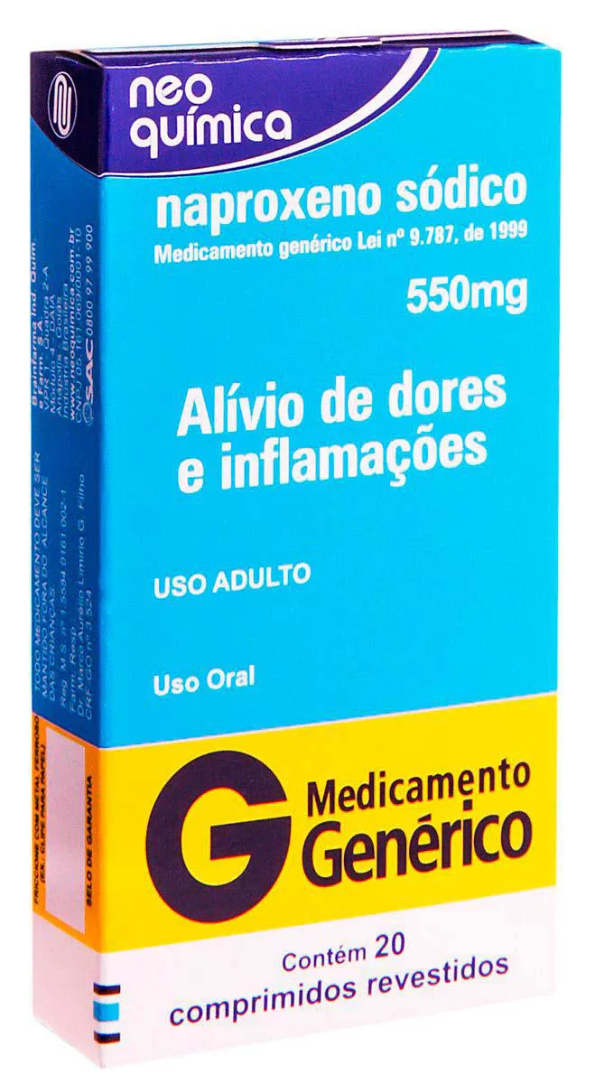 Naproxeno Sódico 550mg 20 comprimidos Neo Química Genérico