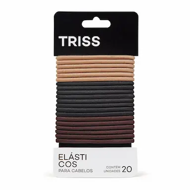 Elástico para Cabelo Triss/Needs Cores Preto, Marrom e Bege com 20 unidades