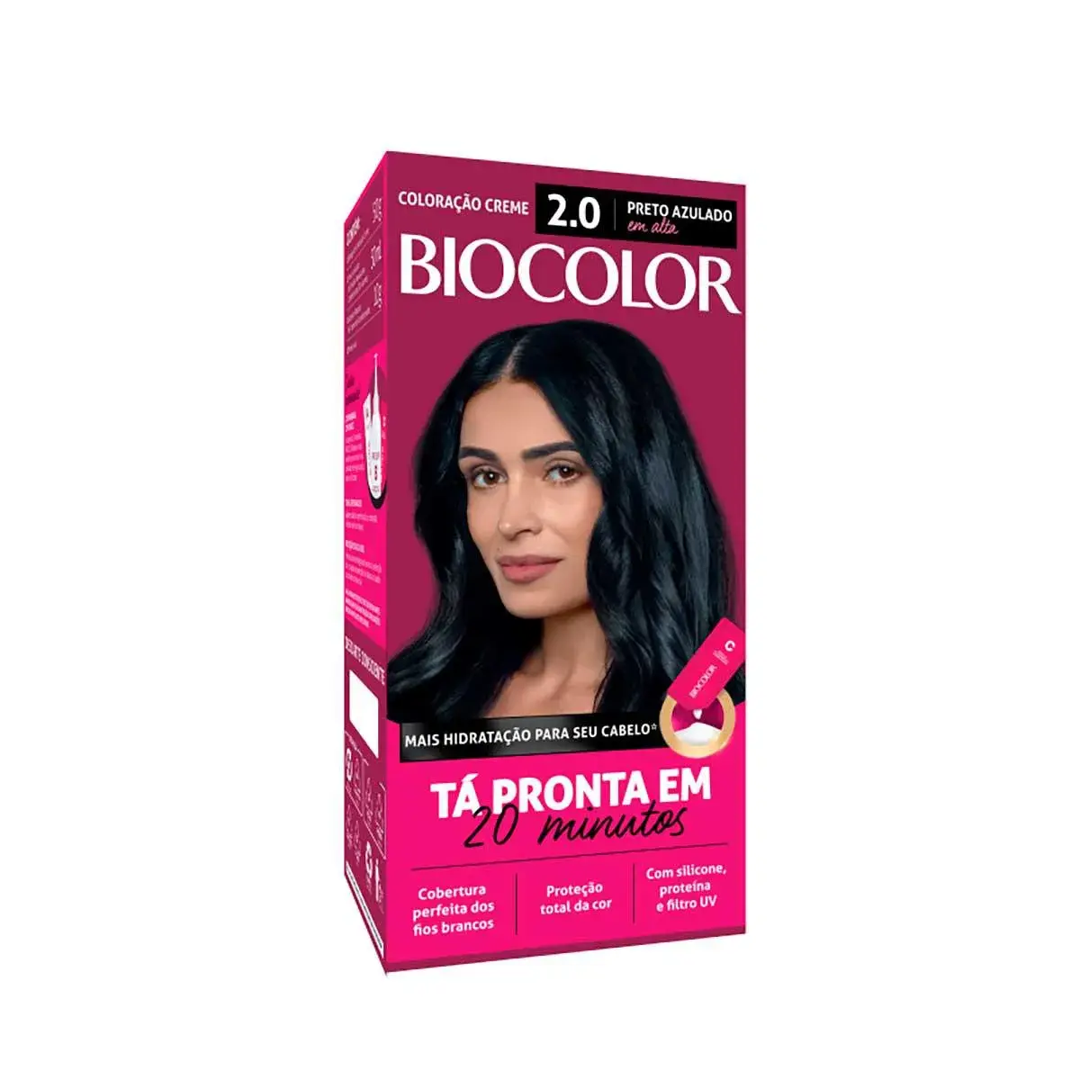 Biocolor Kit Econômico Coloração Creme 2.0 Preto Azulado em Alta com 1 unidade