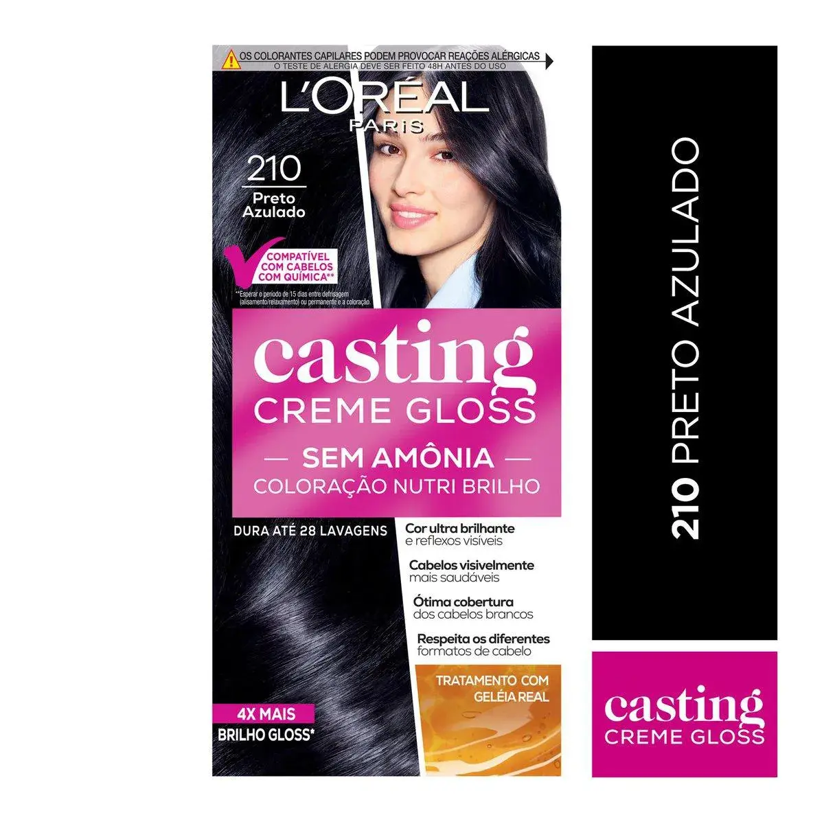 Tinta de Cabelo Casting Creme Gloss de L’Oréal Paris 210 Preto Azulado 246g