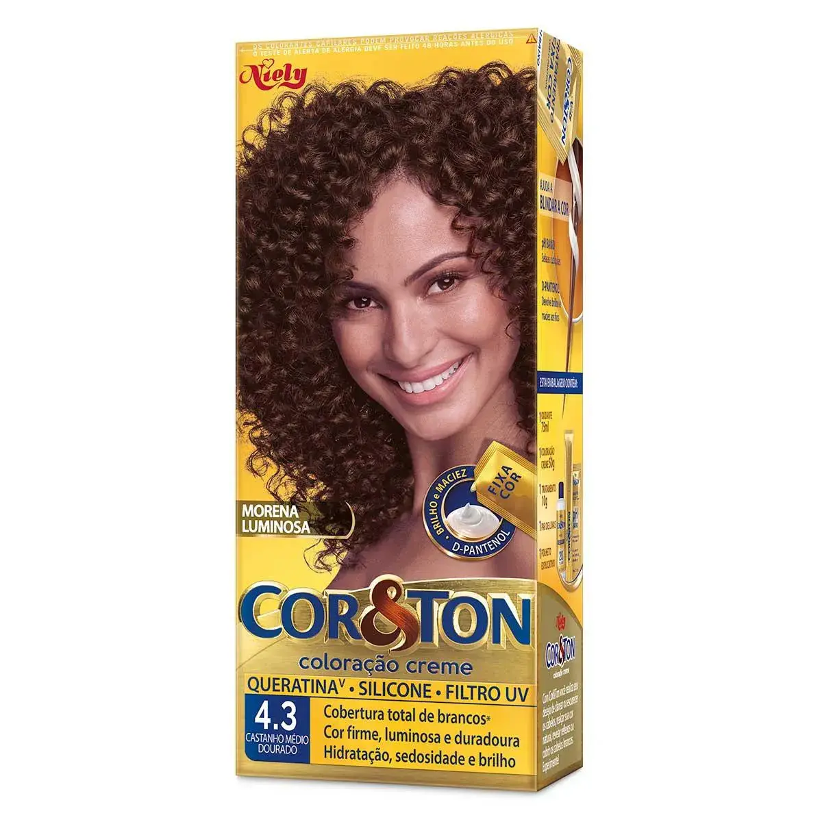 Tintura Cor&Ton Niely 4.3 Castanho Médio Dourado com 1 Unidade
