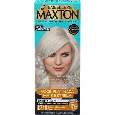 Tintura Creme Maxton12.111 Louro Platina Cinza Super Intenso com 1 Unidade