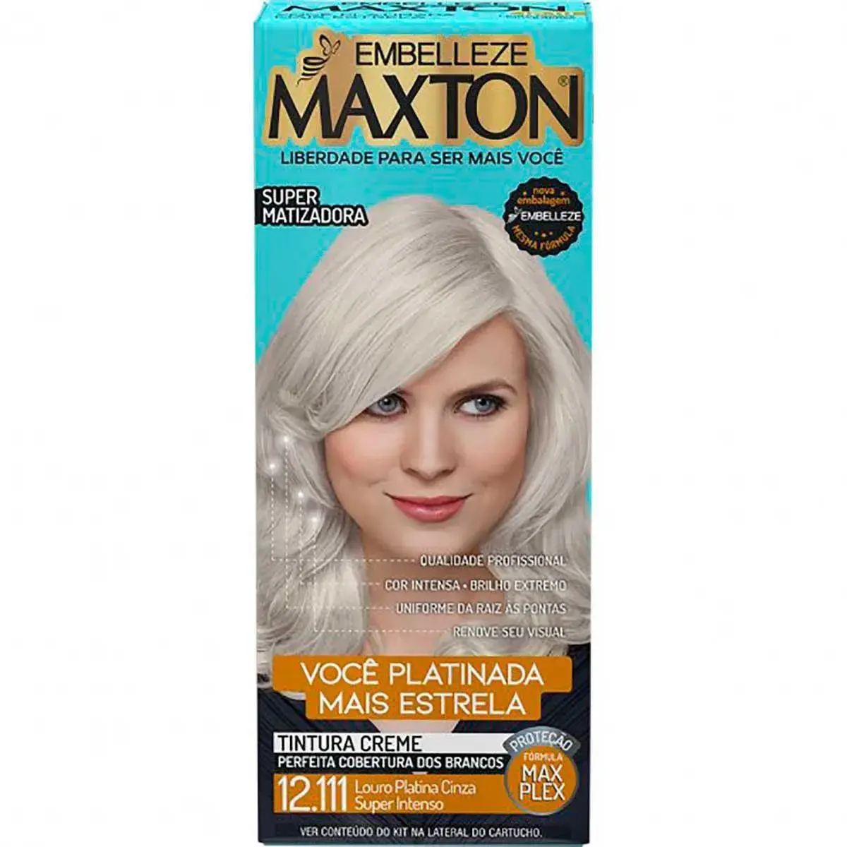 Tintura Creme Maxton12.111 Louro Platina Cinza Super Intenso com 1 Unidade