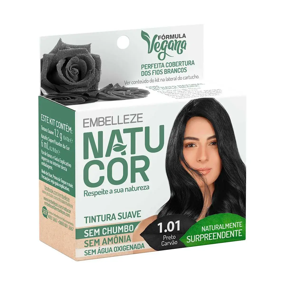 Tintura Suave Natucor 1.01 Preto Carvão com 1 Unidade