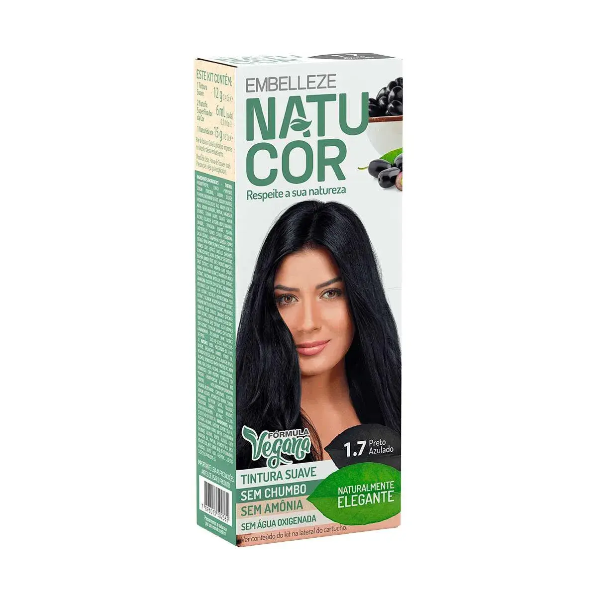 Tintura Suave Natucor 1.7 Preto Azulado com 1 Unidade