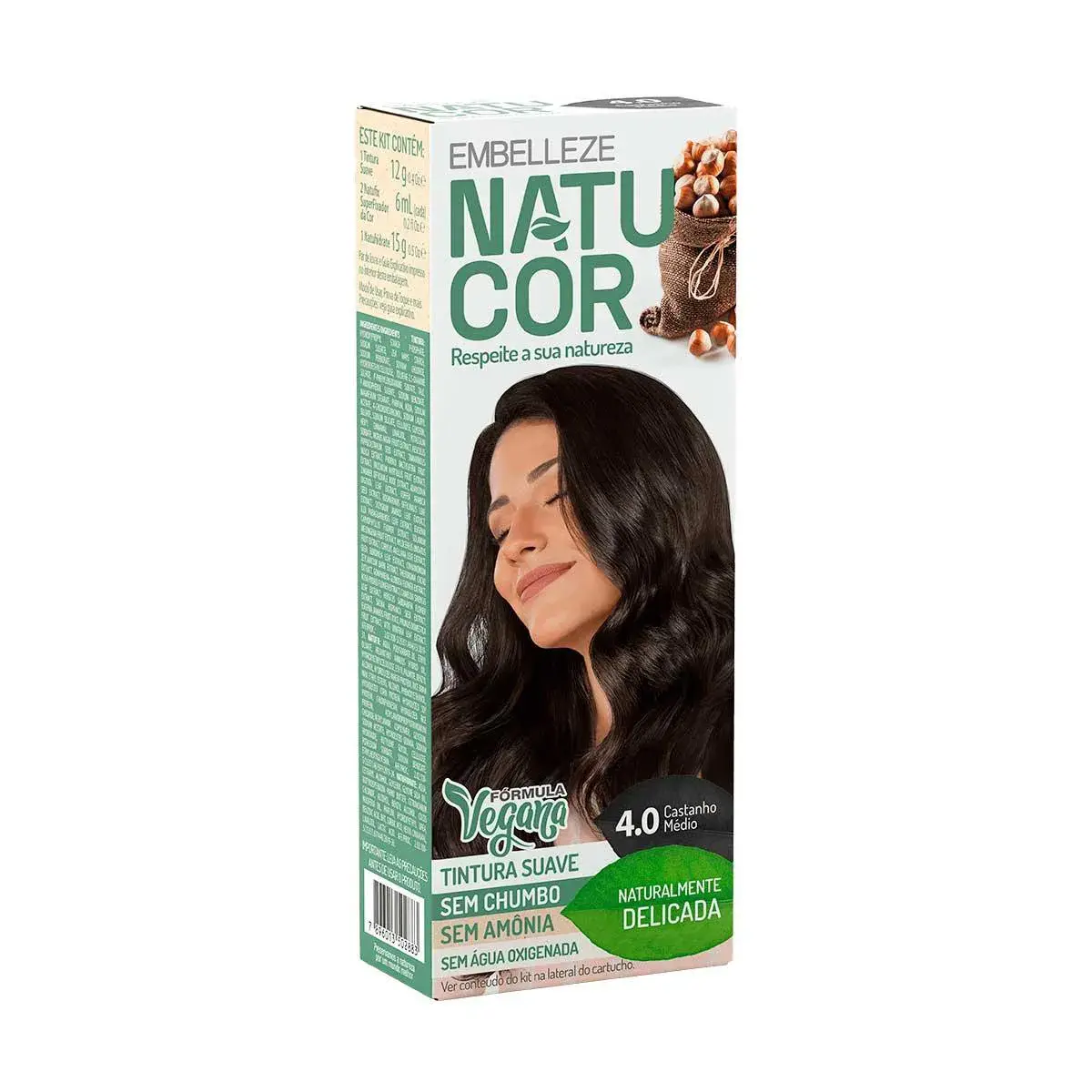 Tintura Suave Natucor 4.0 Castanho Médio com 1 Unidade