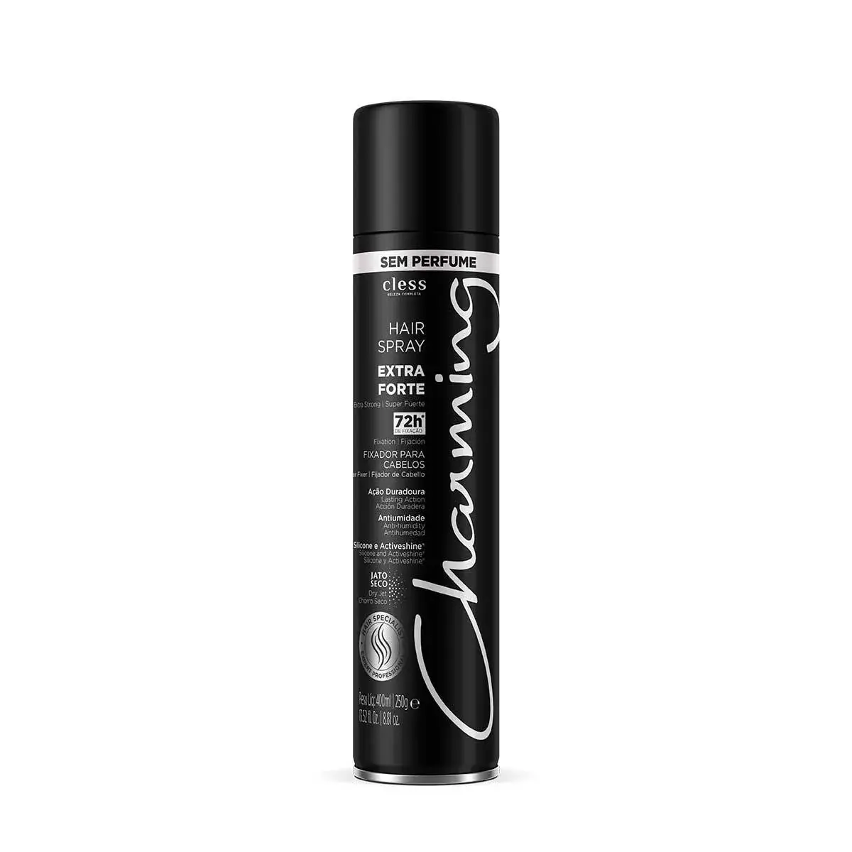 Spray de Cabelo Charming Black Sem Perfume com 400ml