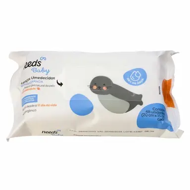 Lenço Umedecido Infantil Needs Baby 98% Água com Calêndula 48 unidades