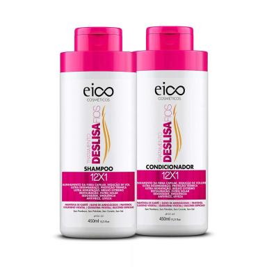 Kit Eico Tratamento Deslisa Fios Shampoo com 450ml + Condicionador com 450ml
