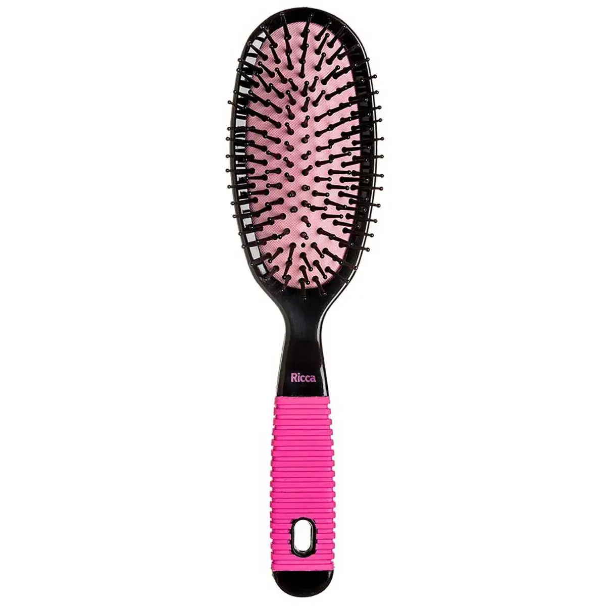 Escova de Cabelo Ricca Oval Black & Pink Grande com 1 Unidade
