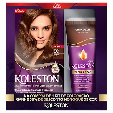 Kit Wella Koleston Tintura Castanho Claro 50 + Condicionador Toque de Cor Chocolate