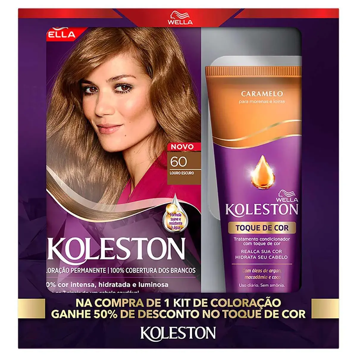 Kit Wella Koleston Tintura Louro Escuro 60 + Condicionador Toque de Cor Caramelo