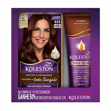 Kit Wella Koleston Tintura Castanho Crepúsculo 415 + Condicionador Toque de Cor Canela