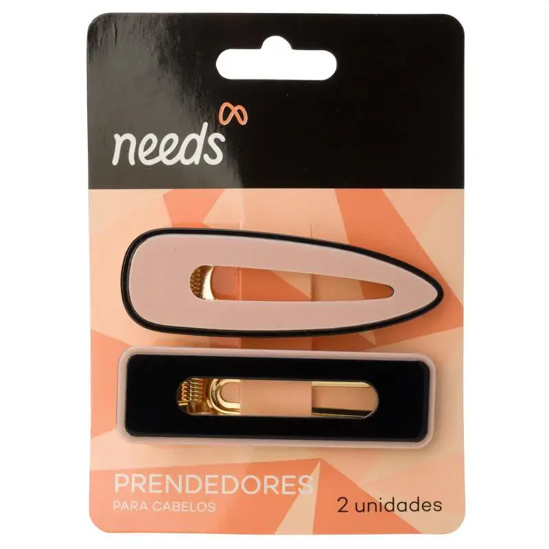 Kit Prendedor de Cabelo Needs Nude e Preto 2 unidades