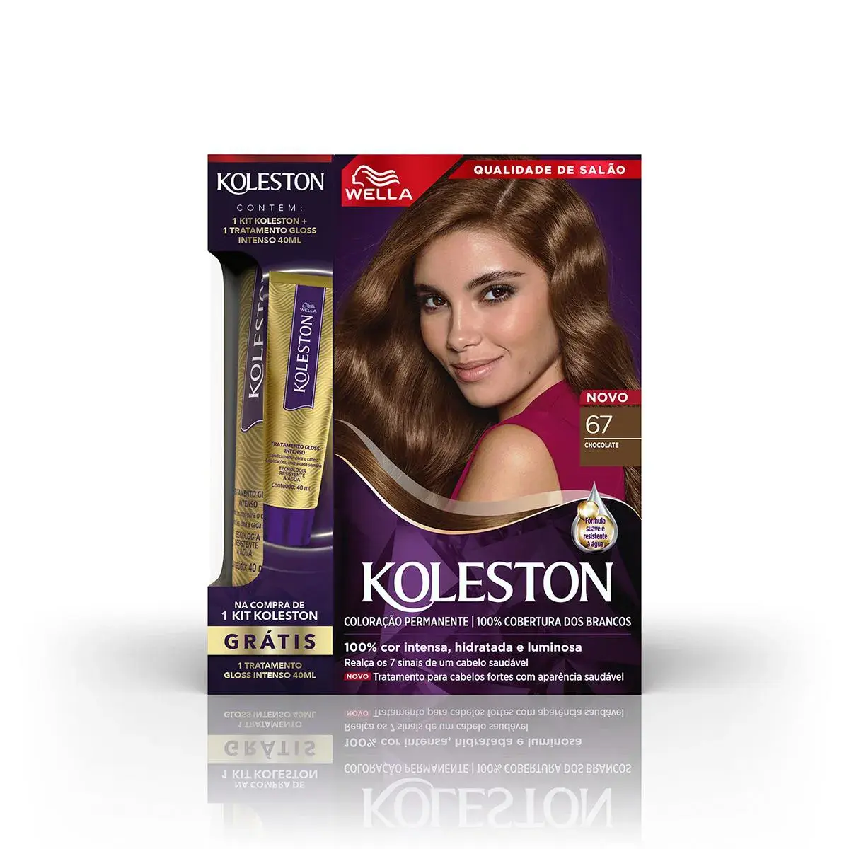 Kit Tintura Permanente Koleston Chocolate 67 + Tratamento Gloss Intenso 40ml