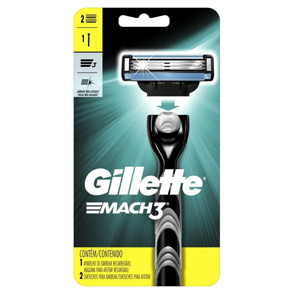 Gillette Mach3 Barbeador com 1 aparelho e 2 cargas