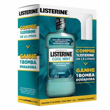 Enxaguante Antisséptico Bucal Listerine Cool Mint com 1,5l + Bomba Dosadora