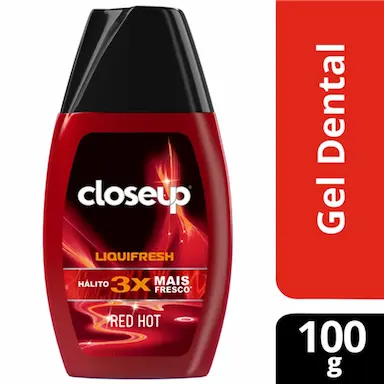 Pasta de Dente em Gel Closeup Liquifhesh Red Hot com Flúor de 100g