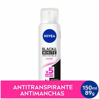 Desodorante Antitranspirante Aerosol Nivea Black&White Invisible Clear com 150ml