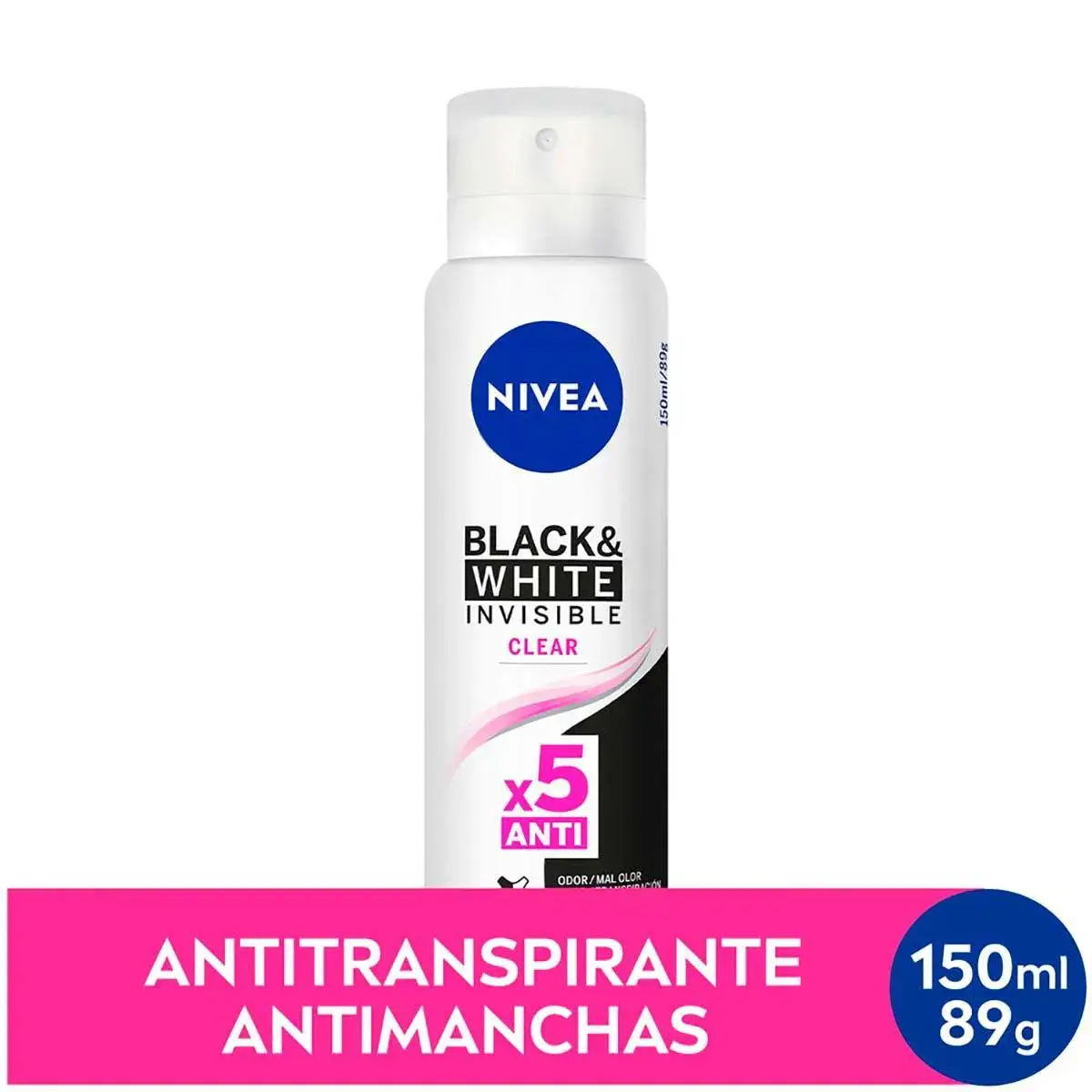 Desodorante Antitranspirante Aerosol Nivea Black&White Invisible Clear com 150ml