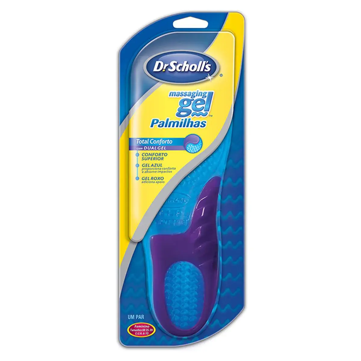 Palmilhas Femininas Massaging Gel Dr. Scholl's Total Conforto com 1 par